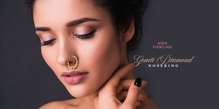 GOMTI DIAMOND NOSERING | Nose Pin Without Piercing for Wedding