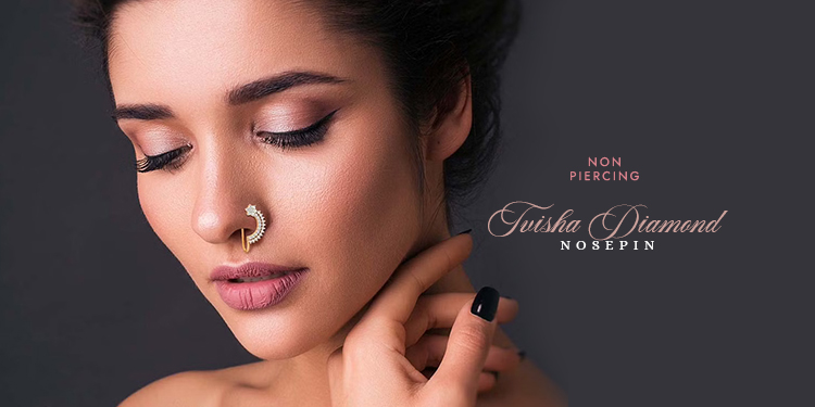 TVISHA DIAMOND NOSEPIN | Nose Pin Without Piercing for Wedding