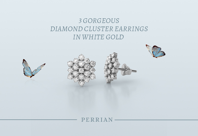 Diamond Cluster Earrings White Gold