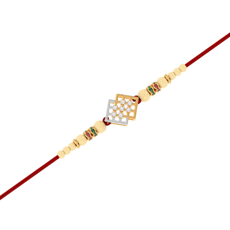  || The Ultimate Custom Rakhi Gift Guide for Your Brother || Dual Square diamond Yellow Gold Rakhi ||